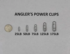 Anglers Power Clips - 25LB 50LB 75LB 125LB 175LB - Bulk Packs 25/50/100 USA