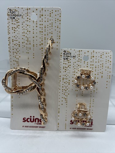 (2) Scunci Klauenclips Perle & Kristall Gold Styling Haar Kiefer Cocktail gehoben
