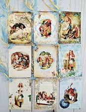 9 Alice In Wonderland Handmade Gift Tags Scrapbooking Junk Journals Crafts