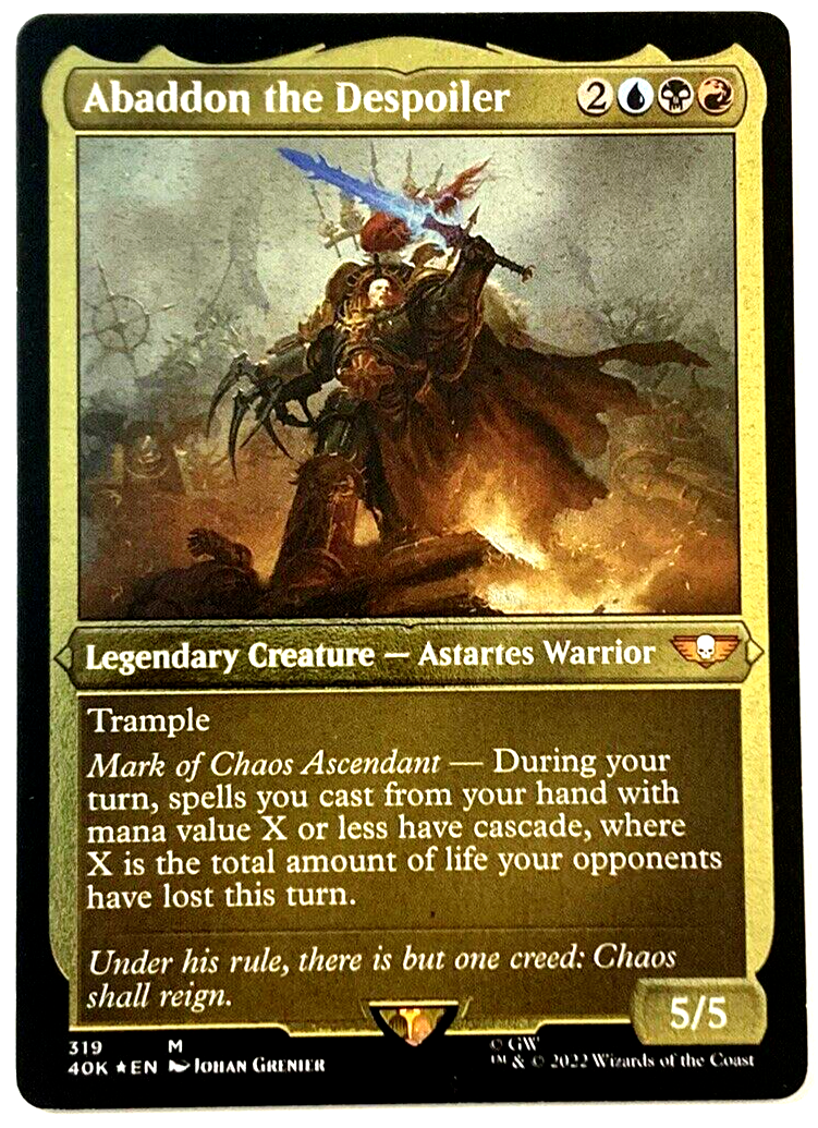 MTG Abaddon the Despoiler Warhammer 40,000 319 DISPLAY COMMANDER FOIL Mythic, NM MTG Abaddon the Despoiler Warhammer 40,000 319 DISPLAY COMMANDER FOIL Mythic, NM