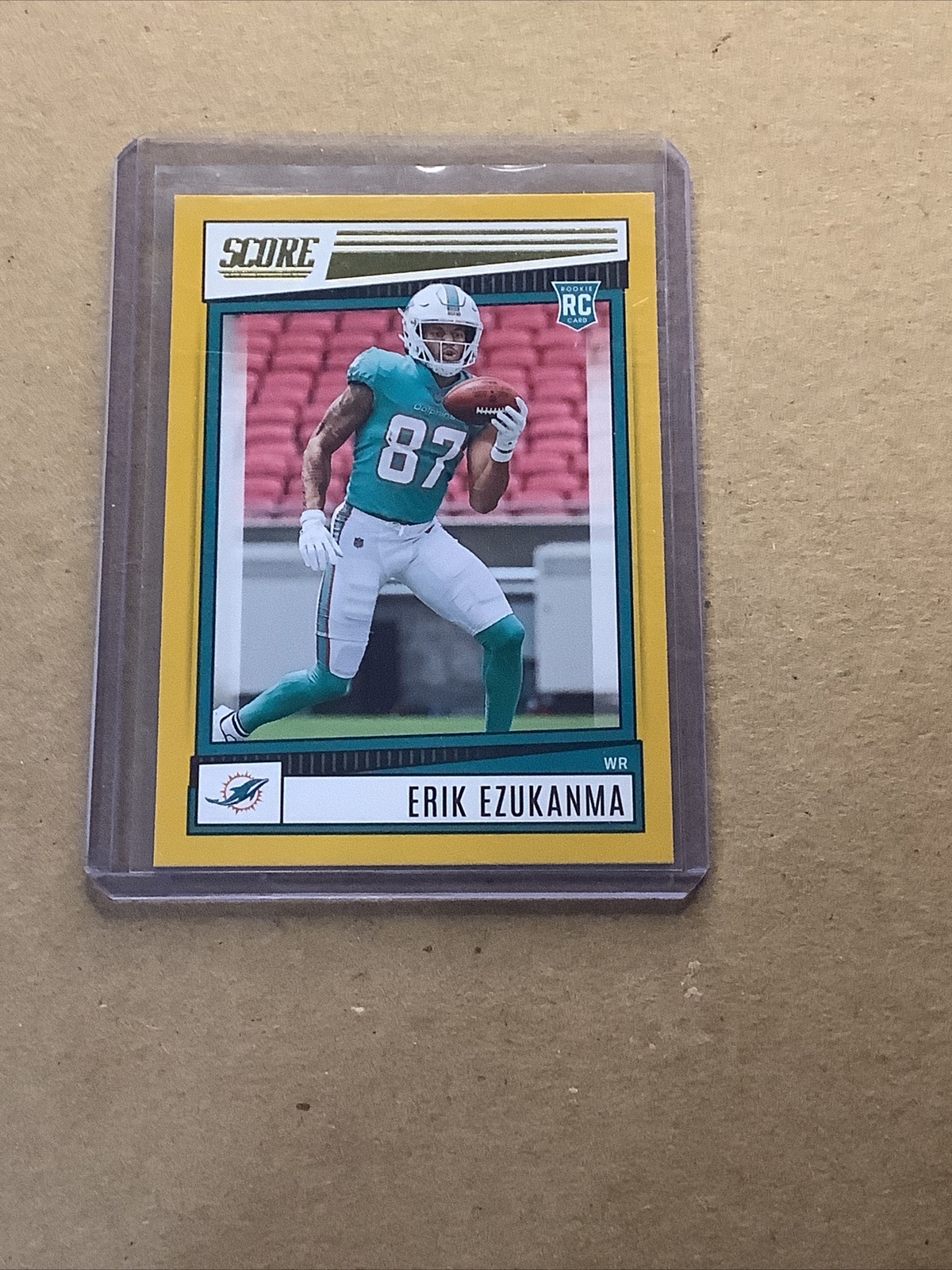 2022 Panini Score Football #400 Erik Ezukanma RC Miami Dolphins Gold B-5
