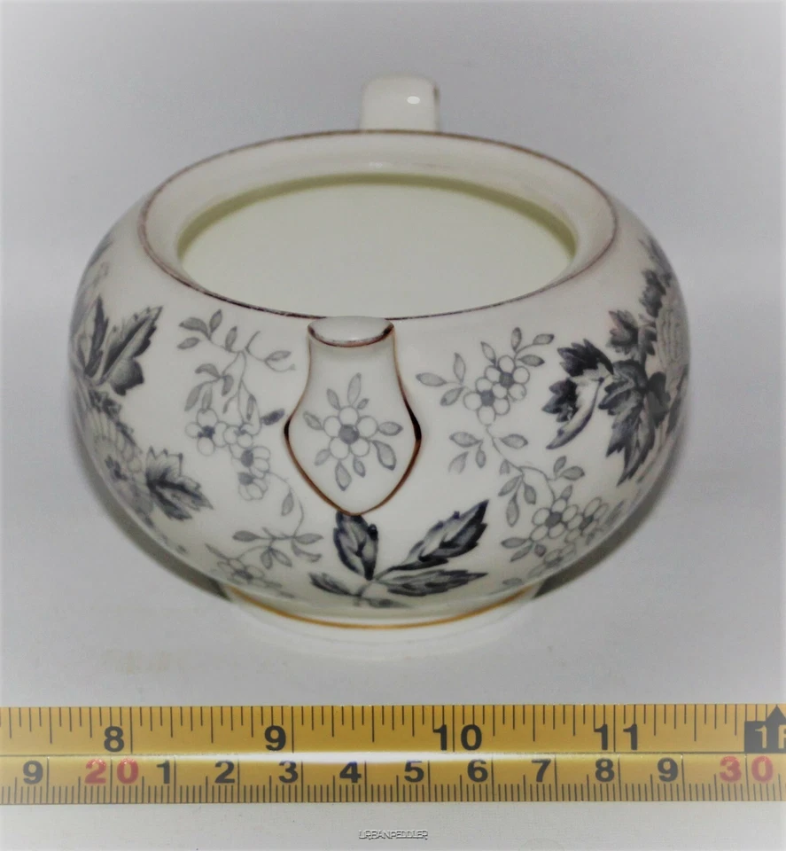 Cuenco de azúcar gris WEDGWOOD Avon-sin tapa*adorno dorado floral gris*de colección Inglaterra*W6081 Foto 4 de 4