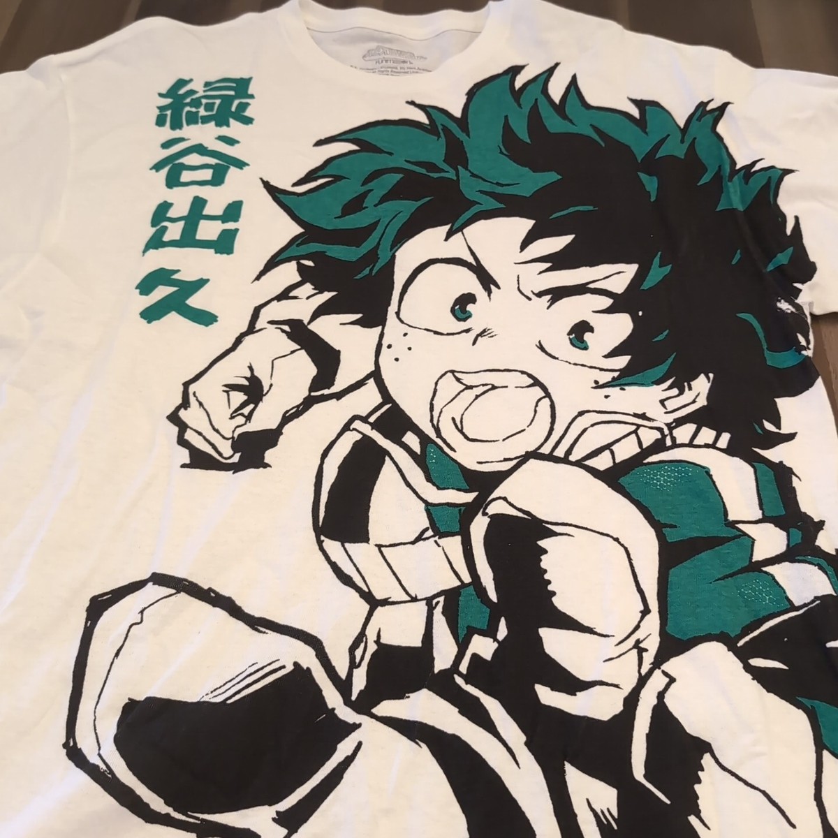 My Hero Academia Mens L Graphic T-Shirt Deku White Short Sleeve