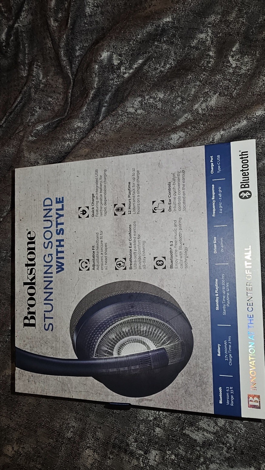 Brookstone Wireless Noise Canceling Bluetooth Headphones with Sleek Design-image