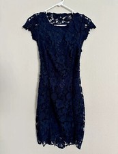 Lulus Women's Sz. Small blue  Mini Crochet Lace Open Back Dress