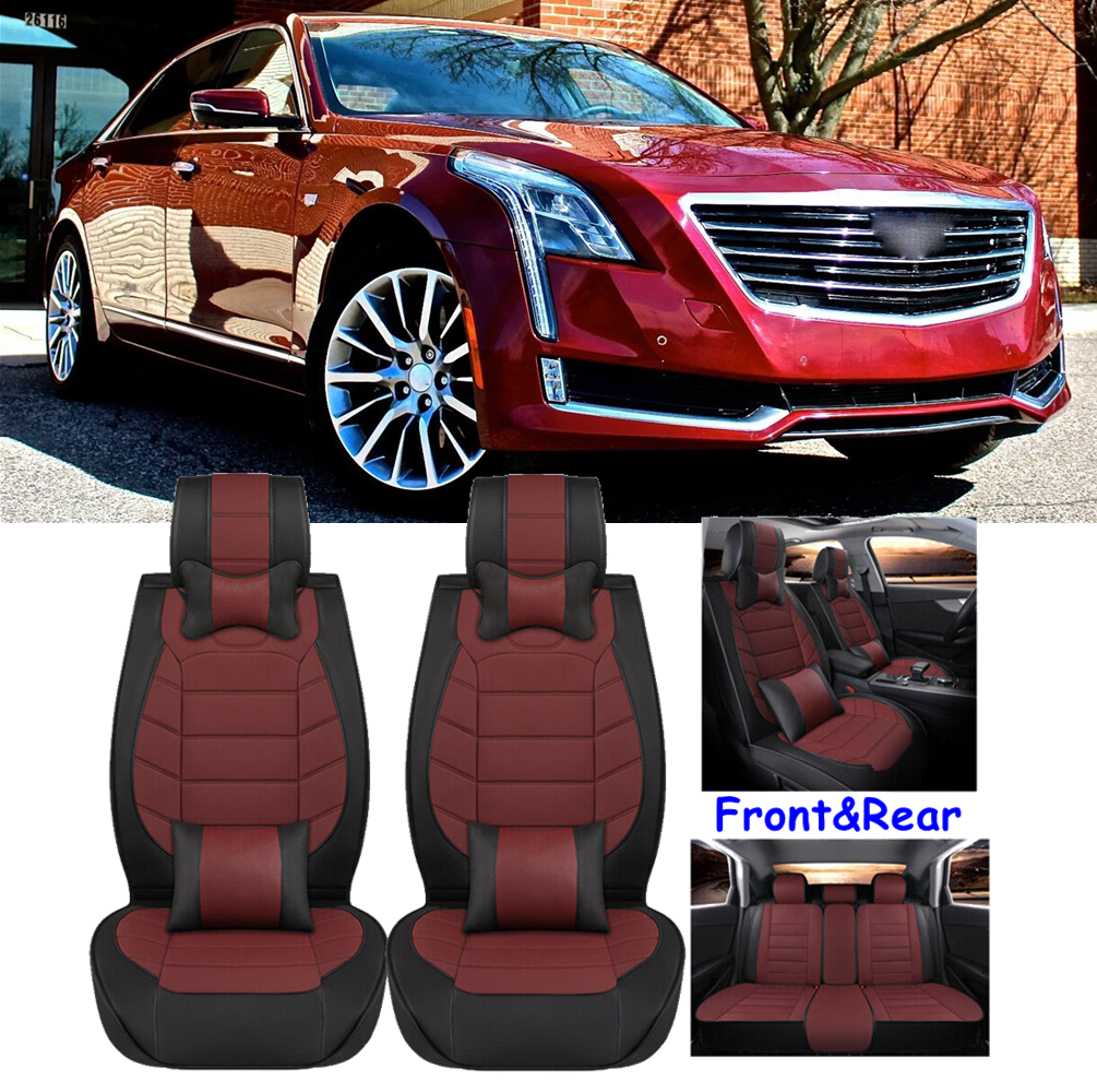 Car Seat Covers 5-Seater Front Rear Full Set PU Leather For Cadillac CT6 STS XT6