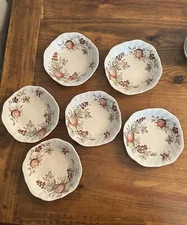 Johnson Brothers Harvest Time Square Soup Bowl Brown Multicolored Vintage