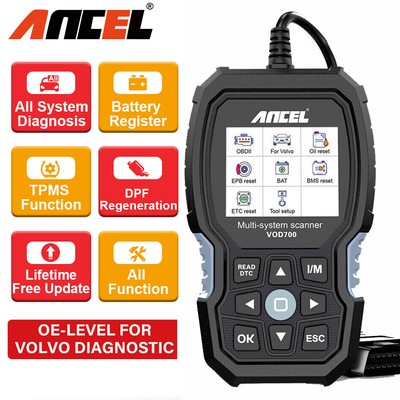 ANCEL VOD700 for VOLVO All System OBD2 Scanner Car Diagnostic Scan Tool TPMS SAS