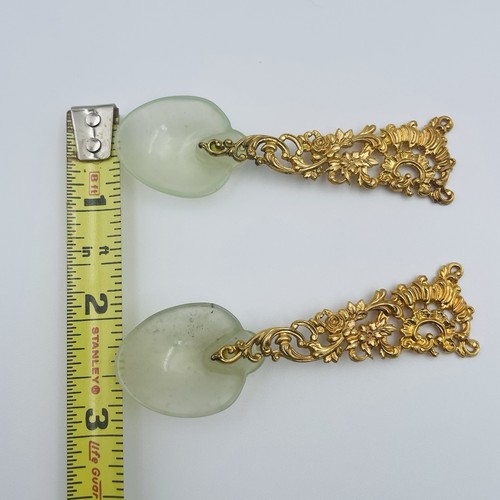 "Juego de 2 cucharas de jadeíta manijas de filigrana dorada pequeñas de 3""" - Imagen 8 de 14
