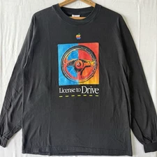 Vintage Apple Long Sleeve T-Shirt License To Drive Promo Tech Tee 90s Y2K Large