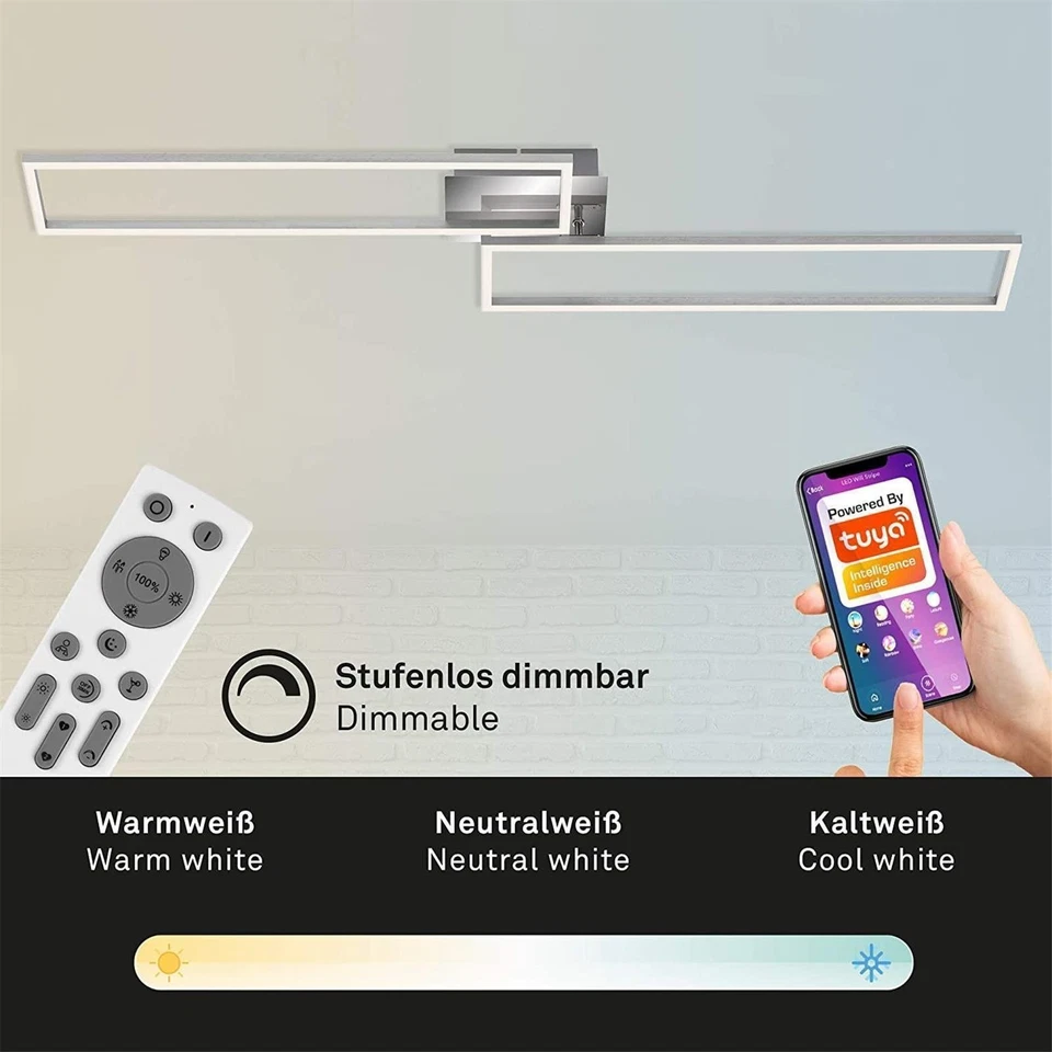 Deckenleuchte Briloner LED 40W Frame Smart Home Fernbedienung CCT Dimmbar Decken - Bild 2 von 4