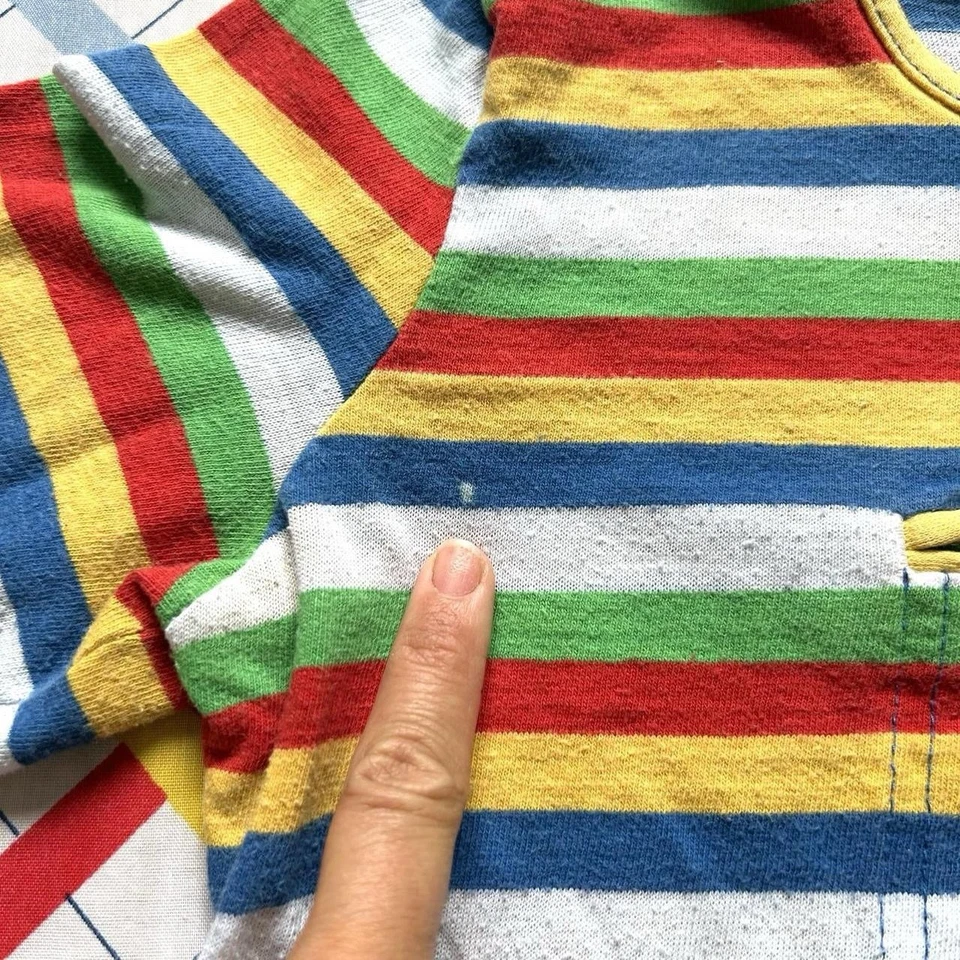 Camisa De Colección Años 70 Sears JR Bazaar Rayas Manga Larga Colores Arco Iris Retro Años 70 Camiseta Foto 4 de 4