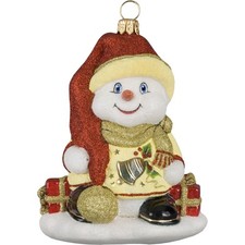 Joy to the World Glitterazzi Eggnog Snowman Polish Glass Christmas Ornament