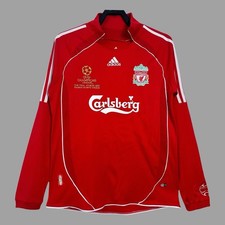 Vintage 06/07 UCL Version Retro Liverpool Long Sleeve Red+White Jersey | Size L