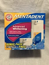 mentadent advanced whitening toothpaste 2 refills and 1 base 5.25oz ea