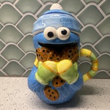 Sesame Street Cookie Monster Sesame Workshop 2006 Jar Mug 8  Winter Theme NEW