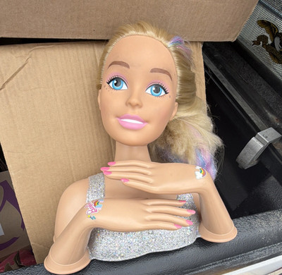 Mattel Barbie Hair Mannequin Head & Hands Display swivels to do nails. 