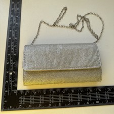 Ladies Small Silver Evening Bag With Over shoulder/cross Bay Chain Strap