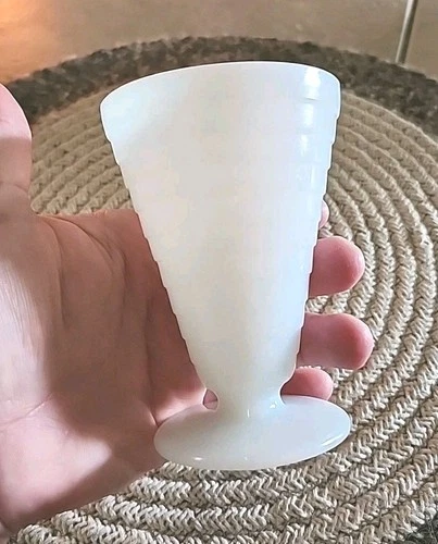 Vintage Tapered Milk Glass Ribbed Ice Cream Cup Juice Glass Set REPLACEMENT -ee