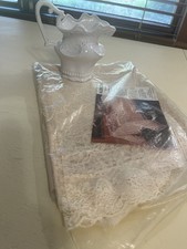 Alen on Lace Tablecloth Ivory 60" x 84" Oblong Elegant Floral Scroll NIP