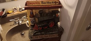 LETRERO DE CERVEZA LUZ DE MOVIMIENTO TREN CINTA AZUL PABST VINTAGE