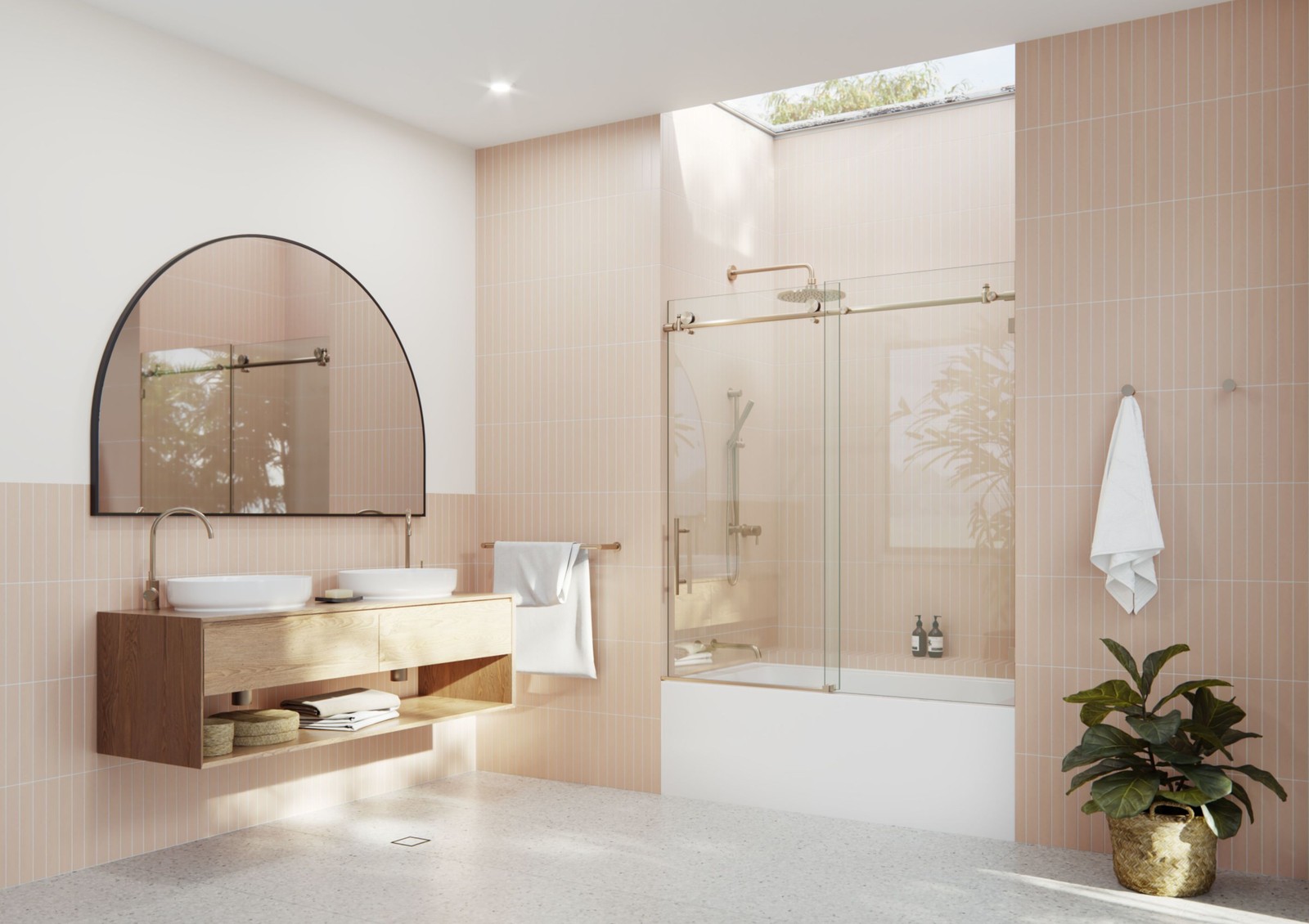 Eclipse 60x56 Frameless Sliding Glass Shower Door in Bronze