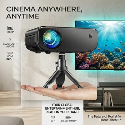 Full HD Mini Beamer 1080P 15000 Lux WiFi Projektor inkl Stativ Heimkino byHuriye