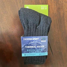 Thermal Sport Merino Wool Blend Full Cushion Crew Socks 2 Pairs Unisex Size 6-8