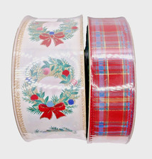 Christmas Ribbon Wired Edged Red Plaid 1.5" Wreath 2.5" 50 Yard Each 300 Feet