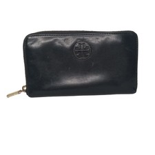 Tory Burch Black Leather Zip Around Large Wallet Long Clutch