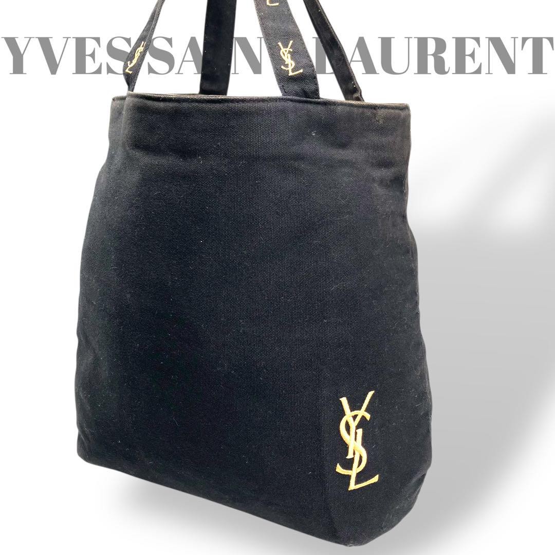 Borsa tote Yves Saint Laurent tela nero oro importazione Giappone rara