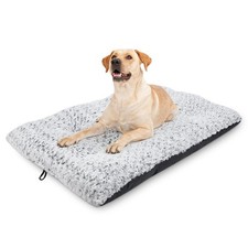 MIXJOY Dog Bed Kennel Pad Washable Anti-Slip 42-inch, White-black rose swirl