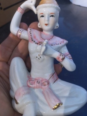 Vintage Pretty Thai or Siamese Dancer Yogi Porcelain Statue