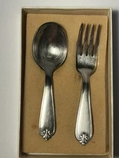 Wallace Silversmiths E.P Baby Fork & Spoon 2 Pc Set Vintage Original Box