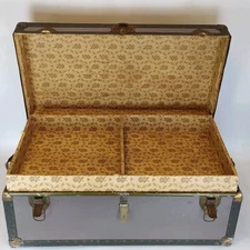 Antique 1900s Steamer Trunk Wardrobe Travel Chest Suitcase w/Tray Fish Scales