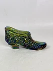 Vintage Fenton Carnival Glass Green Shoe