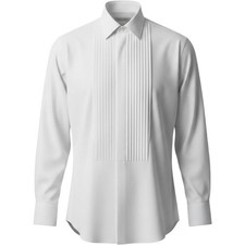 Geoffrey Beene Mens White Pleated Bib Tuxedo Shirt 17.5 32/33 Cotton French Cuff