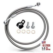 Braided Extended Front Brake Lines Stainless Steel Oil Hose for 46.5" Silver