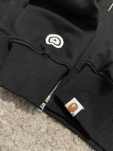 FELPA CON CAPPUCCIO UOMO BAPE DOUBLE SHARK FULL ZIP A BATHING APE NERA x VERDE MIMETICA TAGLIA XL - Foto 13 di 24