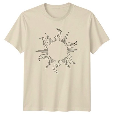 Minimalist Stylized Sun Engraving Line T-Shirt Celestial Body Aesthetic Art