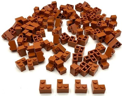 Lego 100 New Dark Orange Bricks Building Blocks 2 x 2 Corner Parts