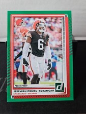 2025 Panini Donruss - Jeremiah Owusu-Koramoah #115 Press Proof Green