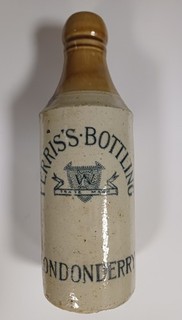 Old Irish Crockery Beer Bottle Ferris's Londonderry Good Condition