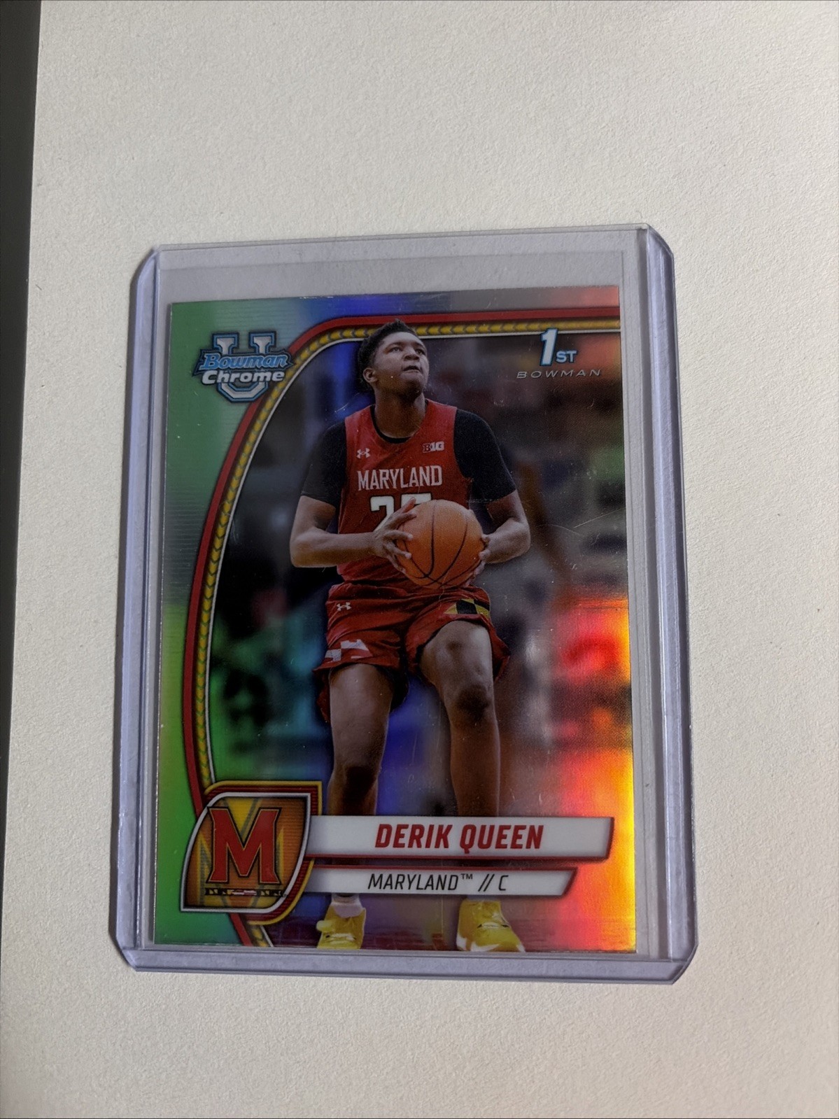 2024-25 Bowman University Chrome REFRACTOR Derik Queen #19 Maryland, Pelicans