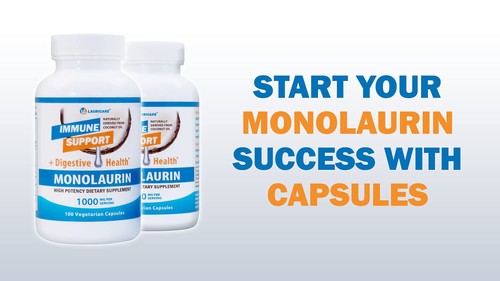 Lauricare Monolaurin Supplement 1000mg - Immune & Gut Health - 100 Capsules - Picture 5 of 7