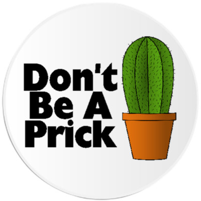 Don't Be A Prick Cactus - Circle Sticker Decal 3 Inch - Funny Humor