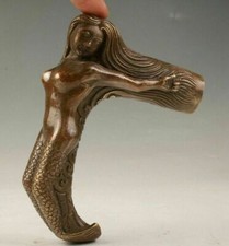 ANTIQUE BRONZE CANE WALKING STICk HEAD BEAUTY STATUE OLD COLLECTION