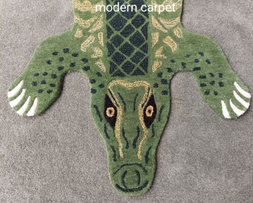 Crocodile Rugs 3x6 Feet Handmade 100% Woolen Hand Tufted For Home Decoration kid - Picture 9 of 11