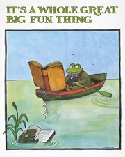 11962.Decoration Poster.Room wall.Home interior design art.Frog reading.Library
