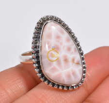 Pink Larimar Ring Thomsonite Natrolite Ring 925 Sterling Silver Boho Rings